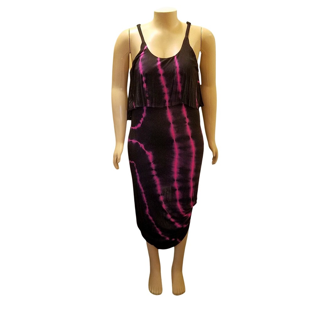 Diva Collection Junior’s Black Fuchsia Tie Dye Maxi Dress 3X